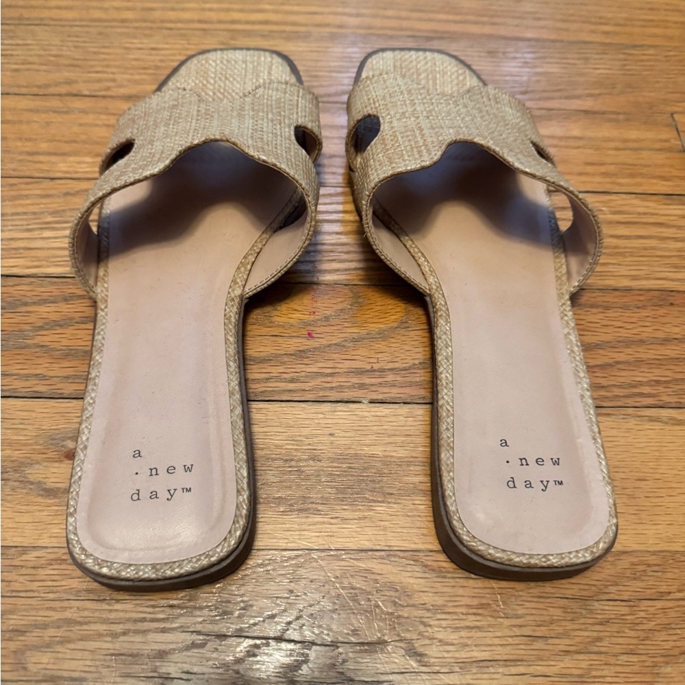 A New Day Women's Tan Slide Sandals